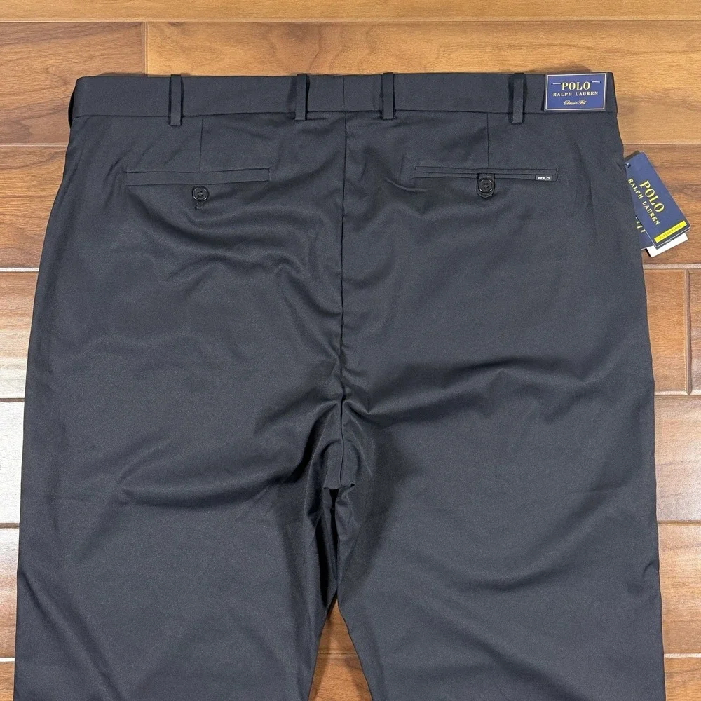 Polo Ralph Lauren Men's Size 42 T Tall Black Performance Tech Flat Front Pants